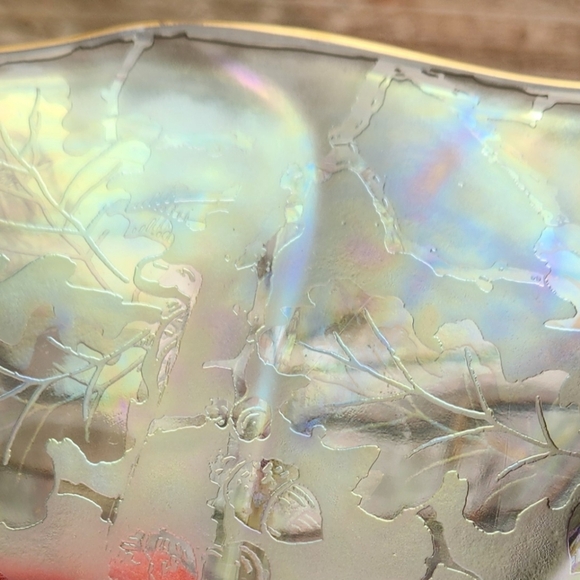 Fostoria Oakwood Blue - Iridescent Glass Bowl with Candle Holders - Picture 8 of 13